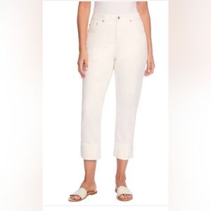 NWT Frye Women's Cuffed Crop Jean White High-Rise Size 14 Or 32
